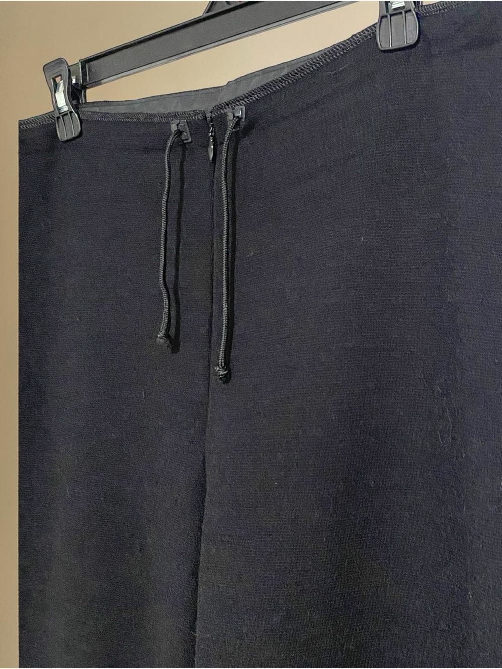 Annette Gortz Womens Black Virgin Wool Wide Leg Avant Garde Drawstring Pant L - Picture 3 of 10
